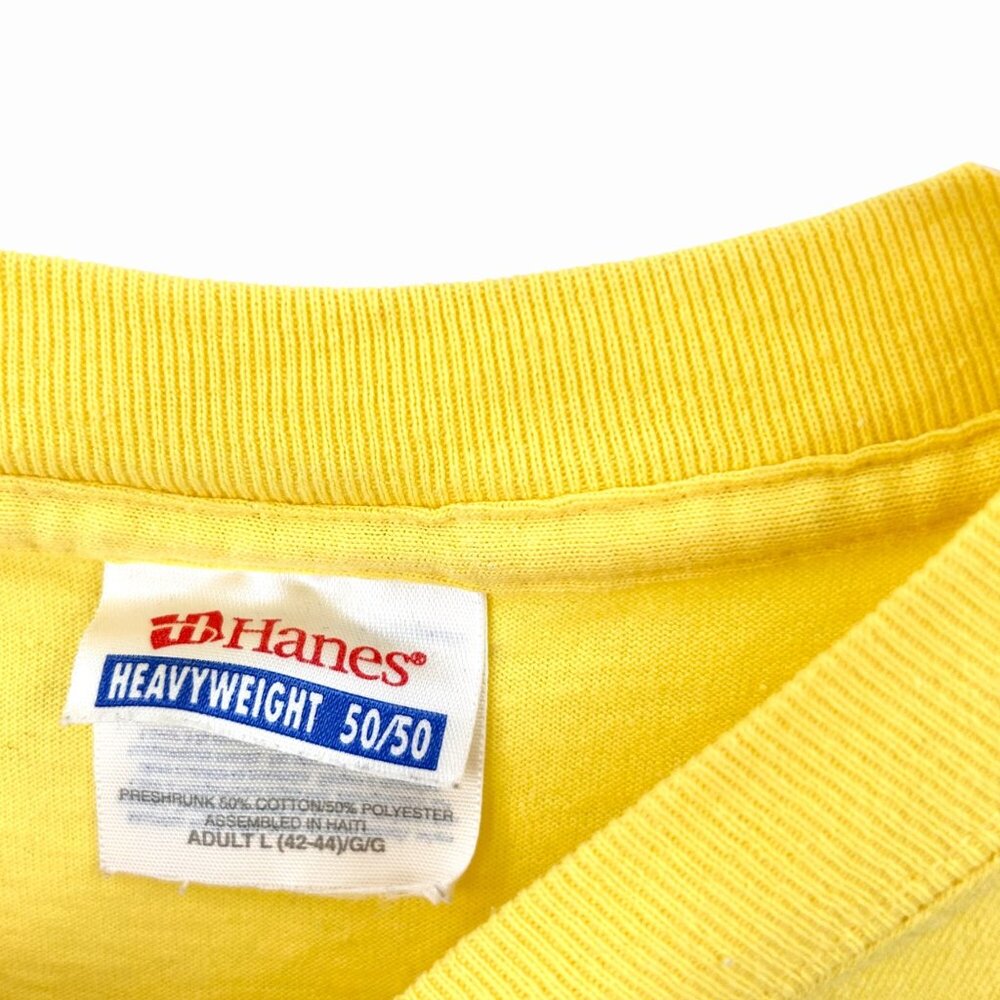 FUNNY VINTAGE HANES YELLOW NOVELTY GRAPHIC DONKEY KISS MY...T-SHIRT - L - Picture 3 of 5